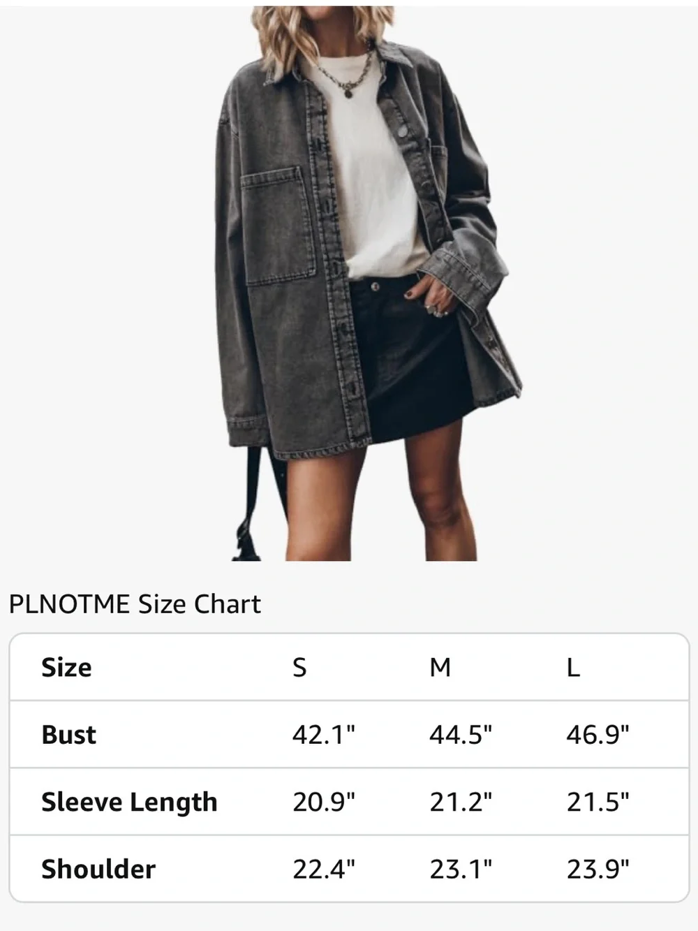 Washed Charcoal Gray Oversized Denim Shacket - Picture 7 of 7